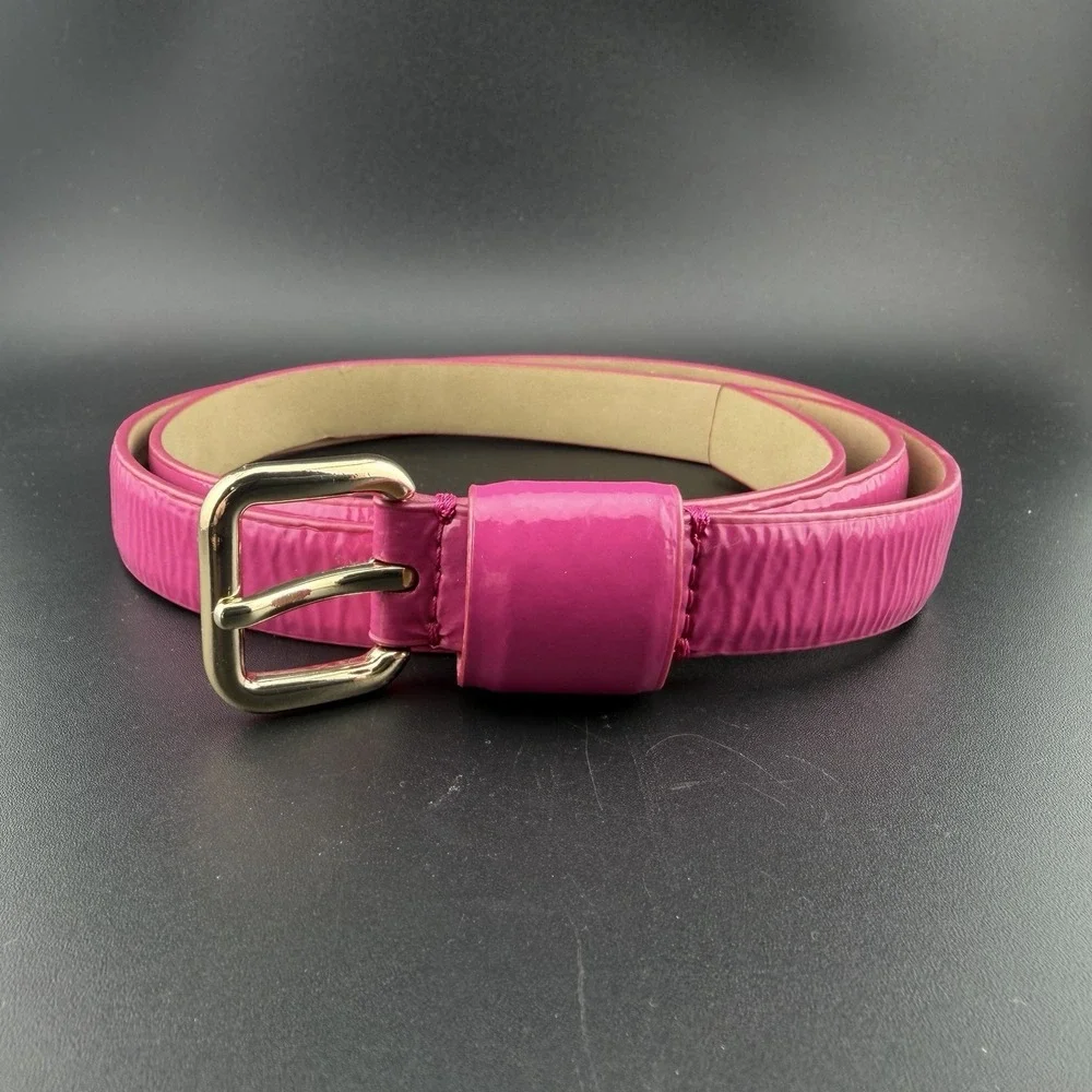 Talbots Sz Medium Barbie Pink Crackle Leather Belt 41